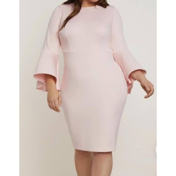 Eloquii Dresses & Skirts - Eloquii Pink scuba dress flare sleeves, size 18  New with tags.